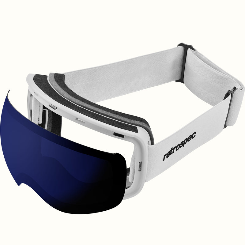 Traverse Plus Ski & Snowboard Goggles | Matte White and Sapphire