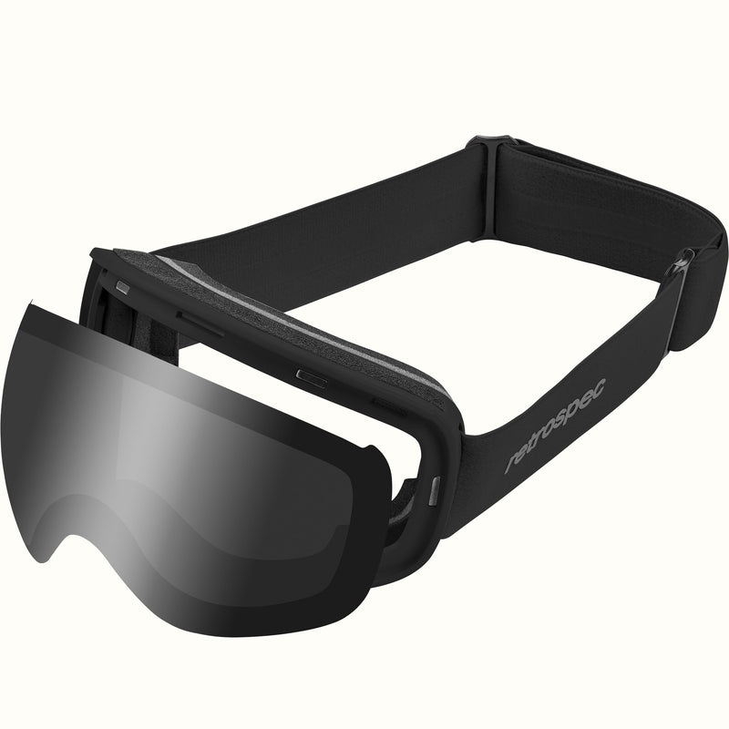 Dipper Plus Kids' Ski & Snowboard Goggles | Matte Black and Mirror Polarized