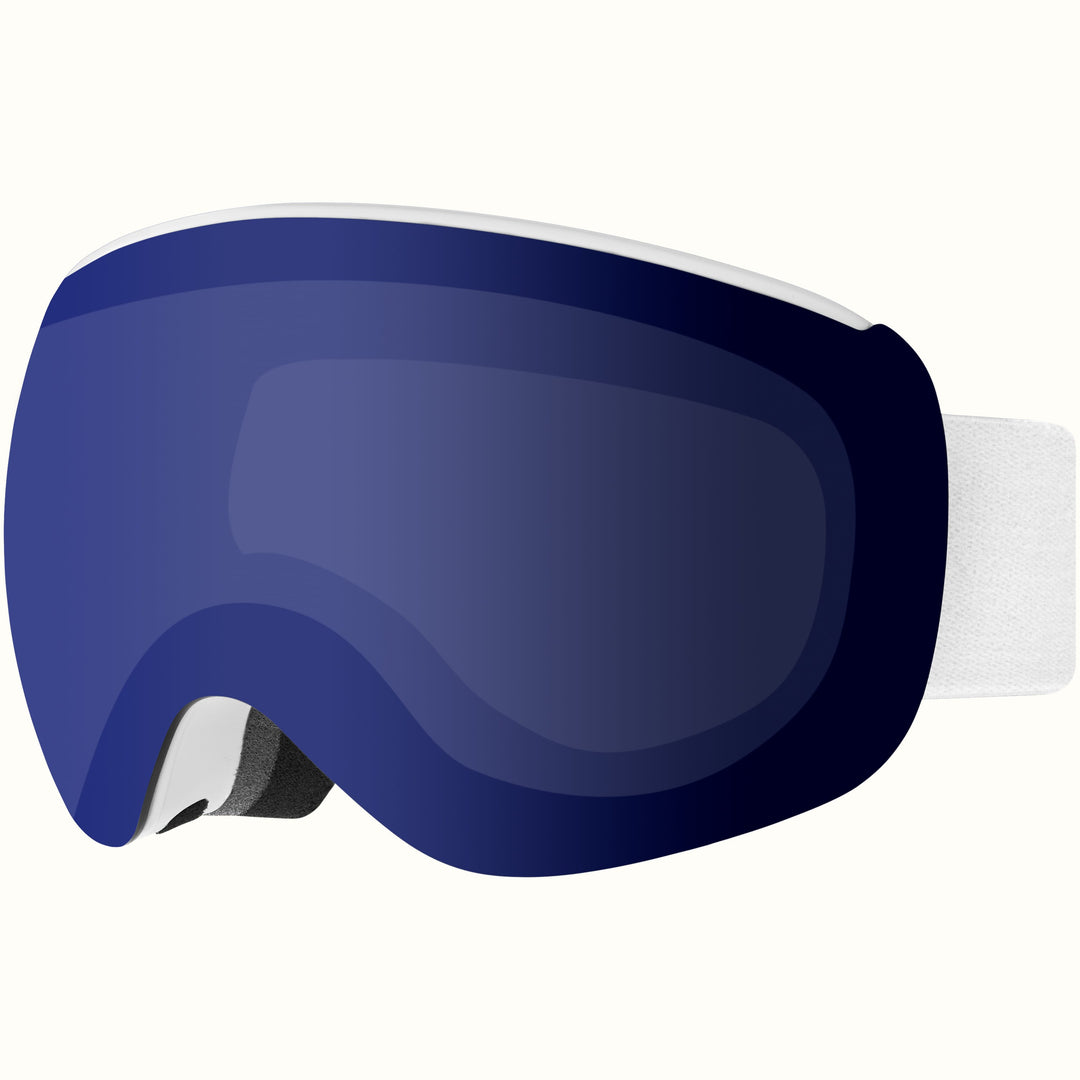 Dipper Plus Kids' Ski & Snowboard Goggles | Matte White and Sapphire