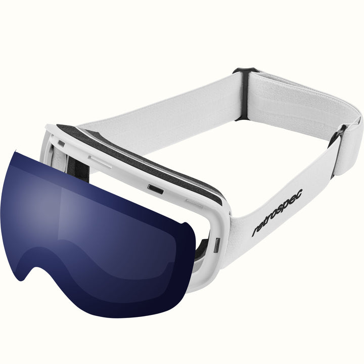 Dipper Plus Kids' Ski & Snowboard Goggles | Matte White and Sapphire