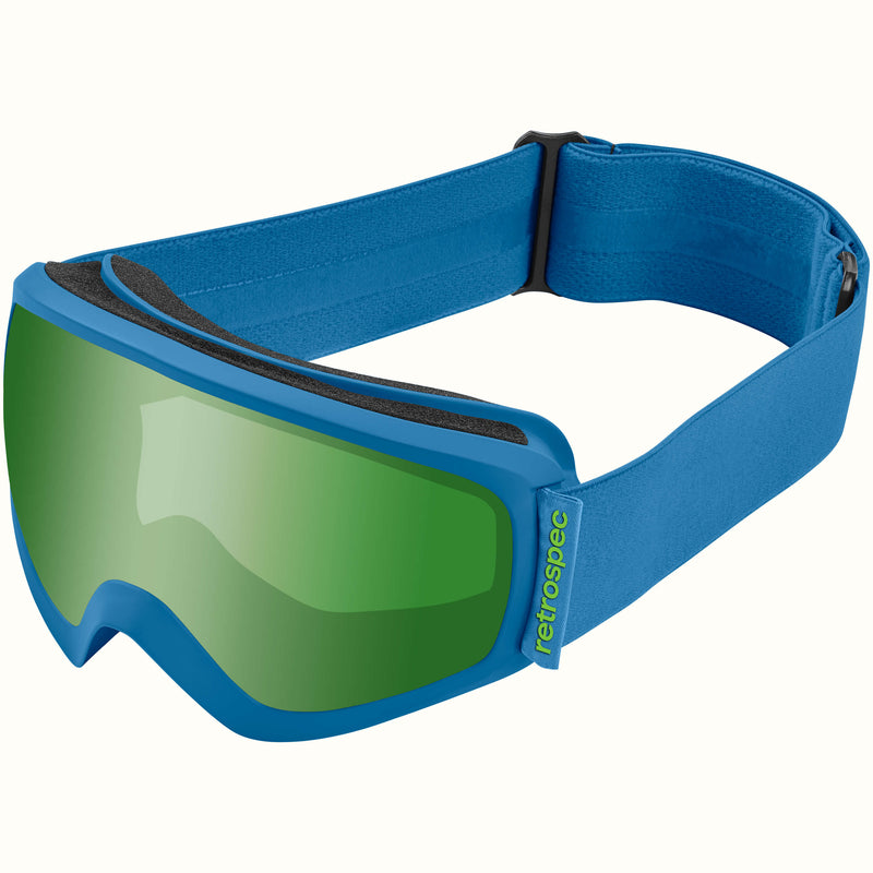 Dipper Kids' Ski & Snowboard Goggles | Matte Brash Blue and Peridot