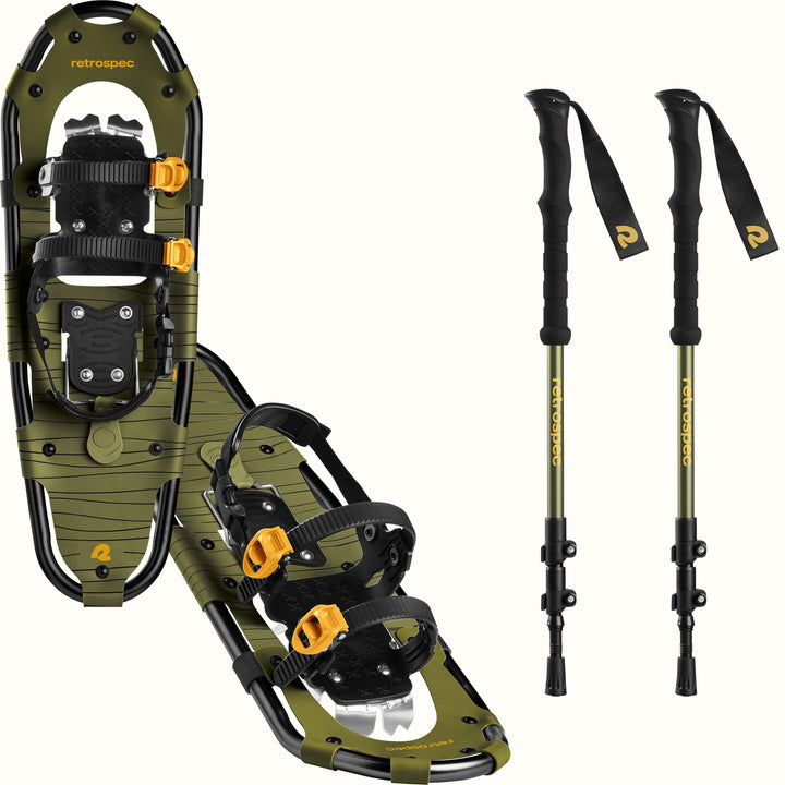 Drifter Snowshoe Bundle With Trekking Poles | Olive 25 in (120-200lbs)