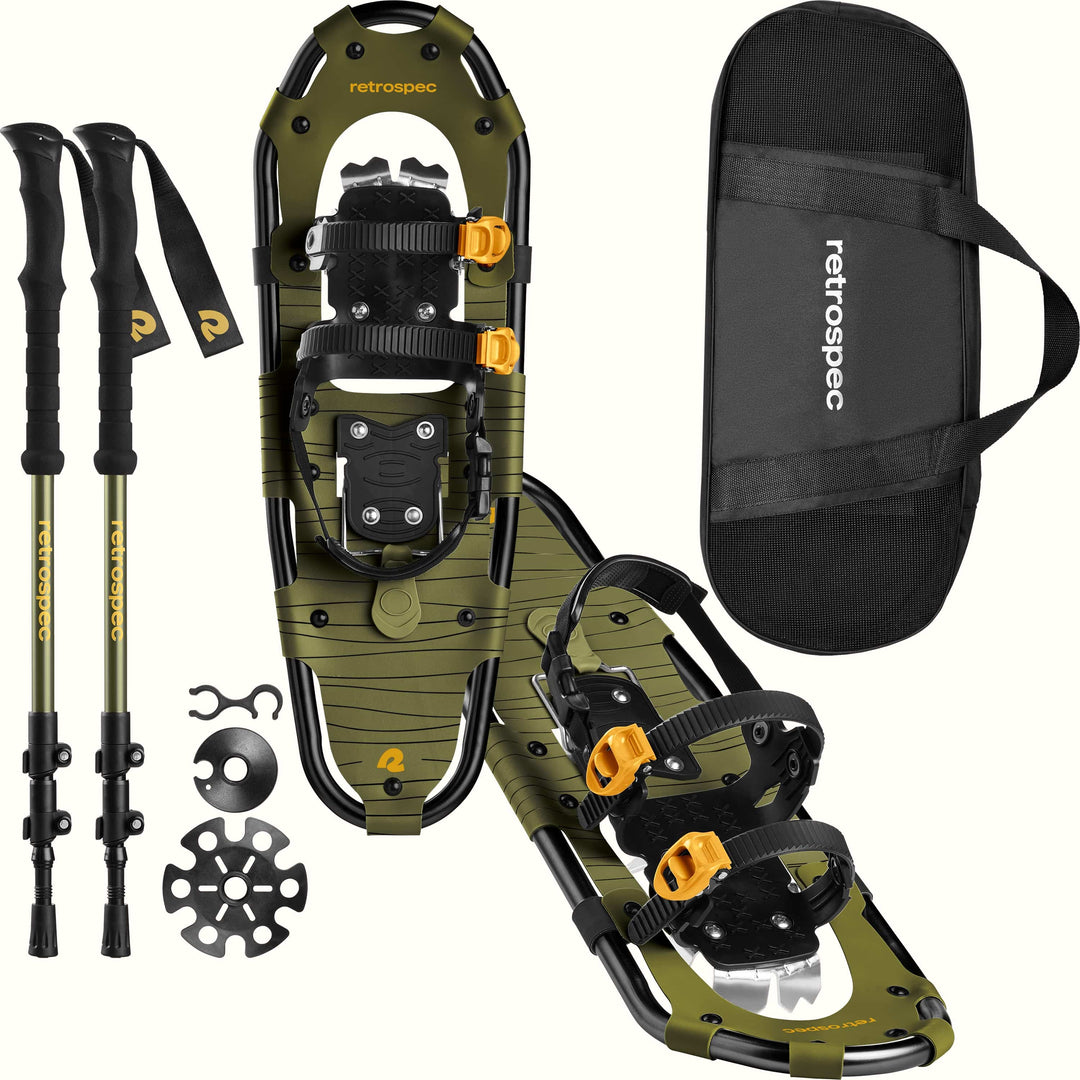 Drifter Snowshoe Bundle With Trekking Poles | Olive 25 in (120-200lbs)