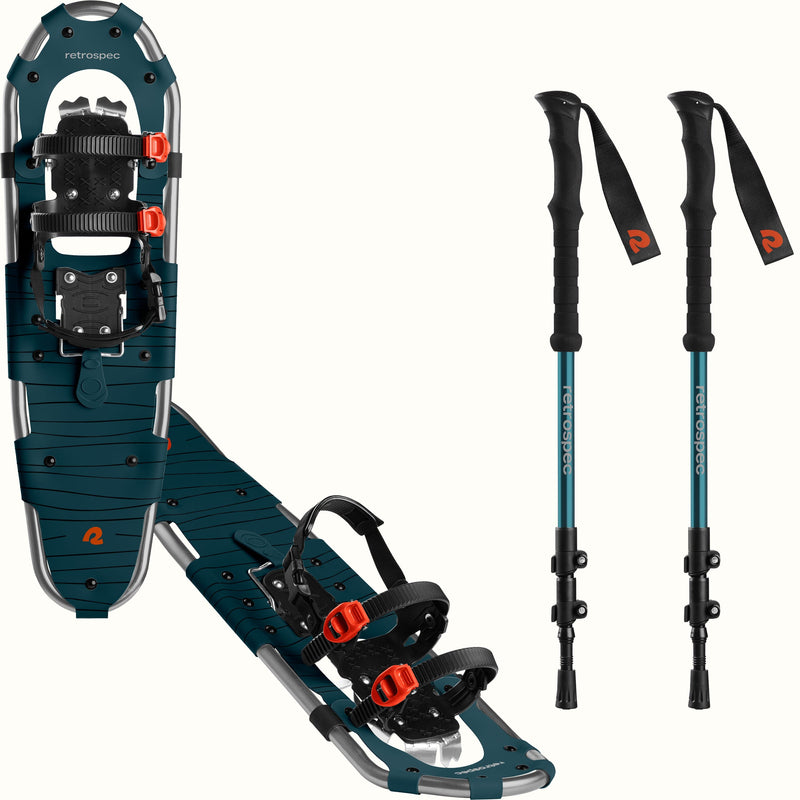 Drifter Snowshoe Bundle With Trekking Poles | Superior Blue 30 in (180-250lbs)