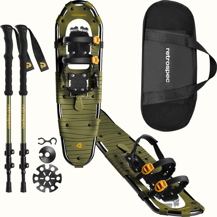 Drifter Snowshoe Bundle With Trekking Poles | Olive 30 in (180-250lbs)