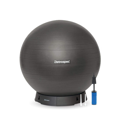 Luna Exercise Ball | Black and White Ball and Base 65cm