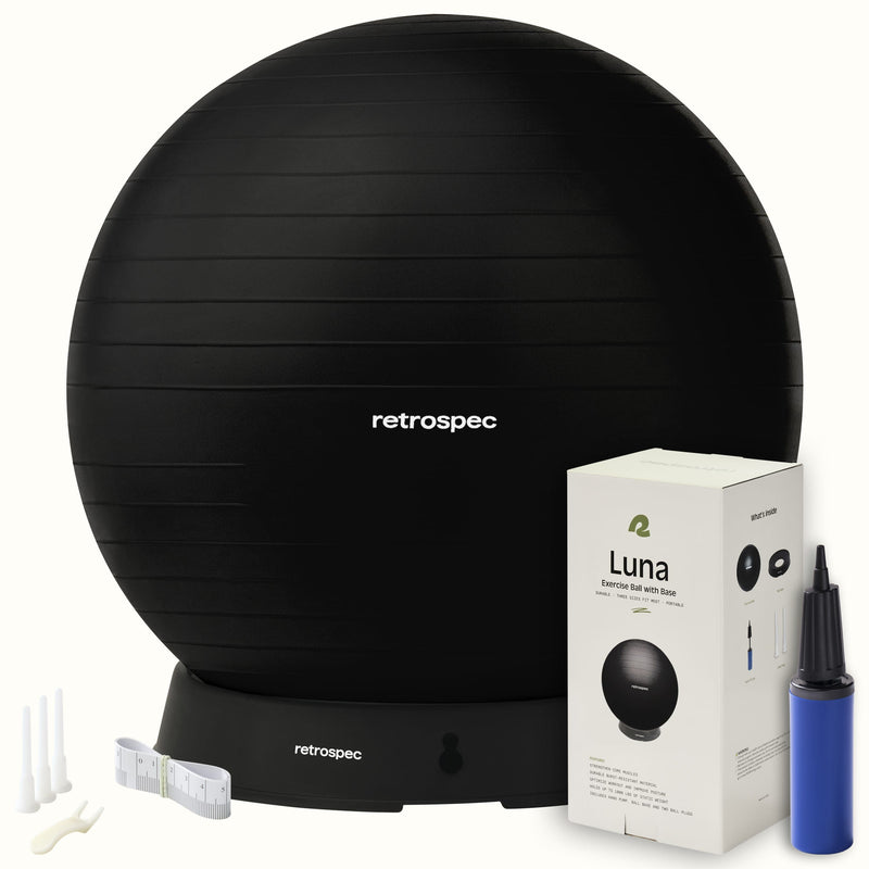 Luna Exercise Ball | Black Ball and Base 55cm